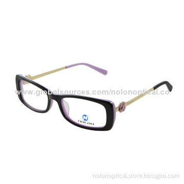 Fashion Acetate Optical Frames with Metal Temple and Nice Metal Trim